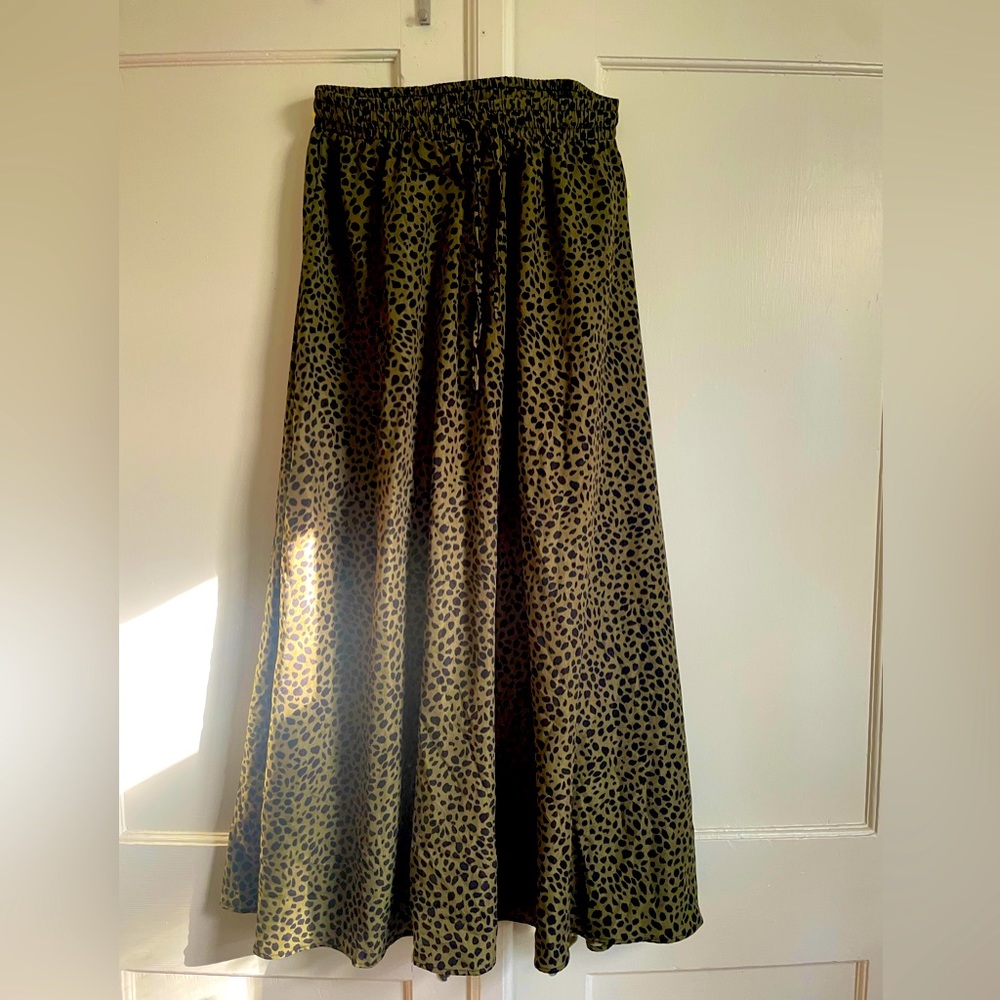 Dark Green and black leopard print maxi skirt